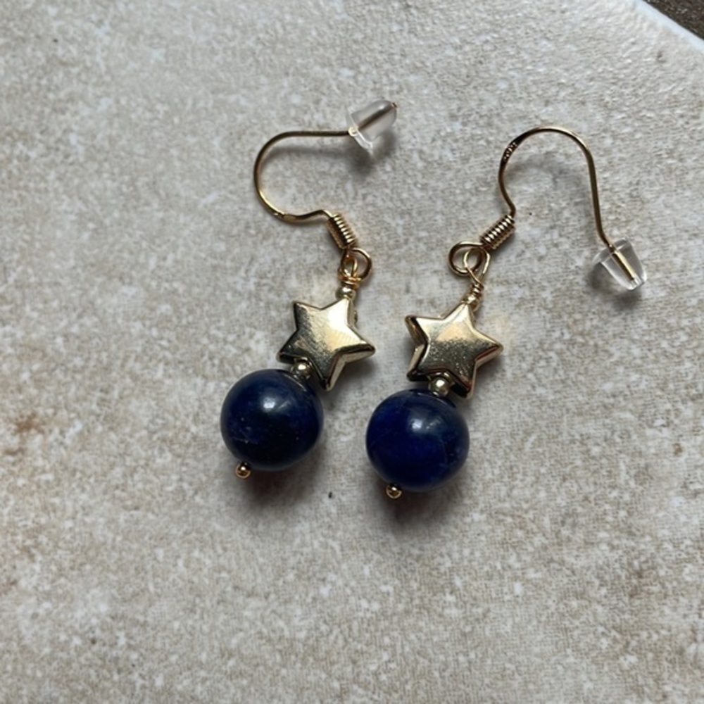 ๐น free w/purchase sterling silver lapis lazuli 9 mm gem stone 18k gold vermeil - Picture 4 of 15